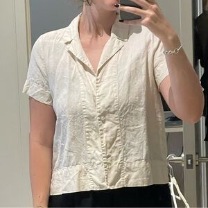 Everlane cream Short Sleeve Button Down Shirt